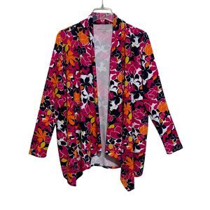 Jessica London Open Front Cardigan Duster Womens Size 14/16 Multicolor Floral